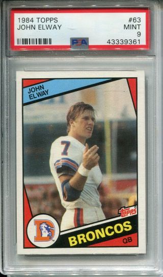 1984 Topps 63 John Elway Rookie Psa 9 Centered Denver Broncos