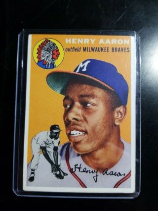 1954 Topps Hank Aaron Milwaukee Braves 128 Rookie Card