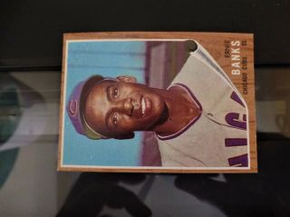 1962 Topps Baseball 25 Ernie Banks Cubs Hof Sharp Hi Gloss Exmt/exmt,