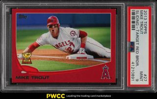 2013 Topps Sliding Target Red Border Mike Trout 27 Psa 9 (pwcc)