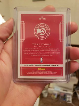 Trae Young 2018 - 19 Panini Impeccable Hawks RC Rookie AUTO /99 Hot 2