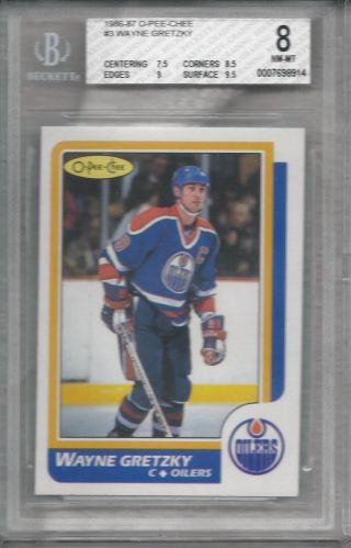 Wayne Gretzky 1986 - 87 Opc O Pee Chee Hockey 3 Bgs 8 Nm - Edmonton Oilers