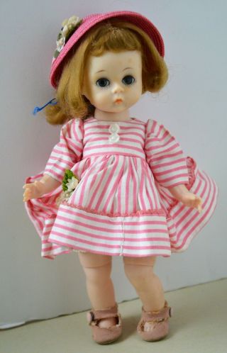 Vintage Alexander - Kins Wendy Doll 1960s Madame Alexander Pink Striped Dress