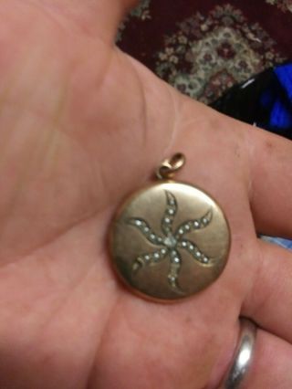 Large Antique Victorian Gold Filled Locket Pendant With Pinwheel Design Seedpear