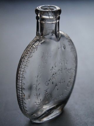 ANTIQUE MERRY CHRISTMAS AND HAPPY YEAR PUMPKIN SEED WHISKEY FLASK 3