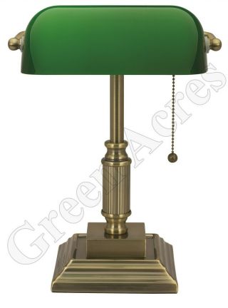 Vintage Bankers Lamp Shade Green Light Desk Glass Table Adjustable Student Piano 2