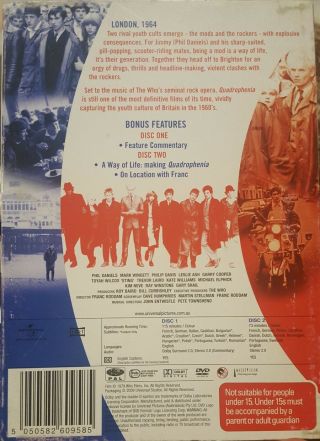 QUADROPHENIA RARE CULT DVD MOVIE 2 DISC SPECIAL EDITION THE WHO BRITISH MODS OOP 3