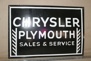 Rare Chrysler Plymouth Sales Service Dealer Porcelain Metal Sign Gas Oil Farm