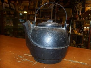 Antique Water Kettle Tea Pot Cast Iron Handle Very Rare