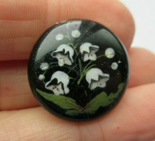 Flawless Antique Vtg Metal Enamel Button Lily Of The Valley Flowers 7/8 " (g)
