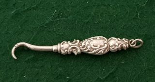 Antique Hallmarked 1899 Adie & Lovekin Sterling Silver Chatelaine Button Hook