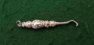 Antique Hallmarked 1899 Adie & Lovekin Sterling Silver Chatelaine Button Hook 3