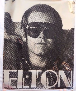 Elton John Black & White Mylar Silver Poster 1974 Rare Familiar Faces The