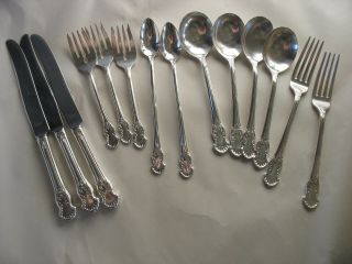 14 Pc Concerto National Silver Co Silverplate Flatware Forks Knives Spoons C1944