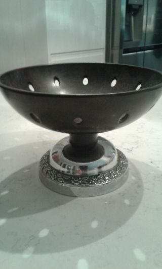 Ornate bakalite art deco looking bowl on metal base 2