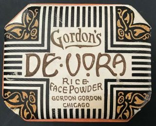 Antique 1920s Gordon’s De Vora Rice Face Powder Vanity Box Chicago Collectible