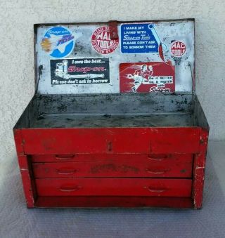 Antique Snap - On????? 3 Drawer Tool Box Collectible Mechanics Tool Chest Vintage