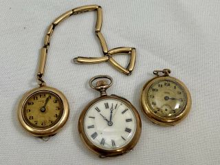 3 Antique Pocket Watches German.  800 Silver,  Viva,  Nicolet,  15 & 10 Jewels Gf