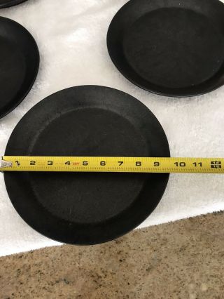 Rare Set/5 Bennington Potters 1629 Black Matte Dinner Plates 9 1/2 Inches Mcm