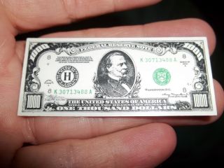 Rare Vintage Tie Clip/clasp Mini $1000 Dollar Bill 1934 Old Us Miniature Money