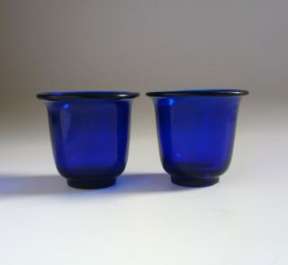 Antique Chinese Cobalt Blue Peking Glass Wine Cups X 2.  Qing