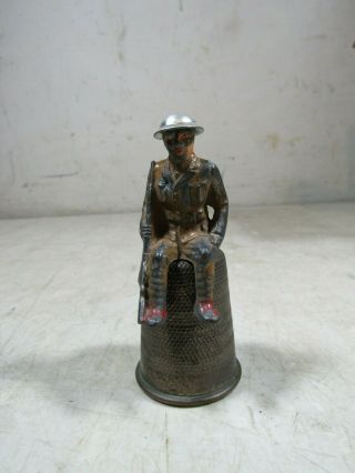 Vintage/antique Barclay Lead Toy Soldier Sitting With Rifle Wwi