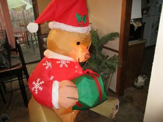6 Ft Lighted Airblown Christmas Teddy Bear Rare Inflatable Box Gemmy