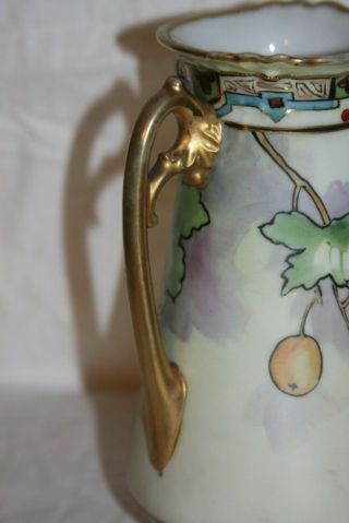 Antique Porcelain Morimura Nippon Hand Painted Passion Fruit & Vine Vase 3