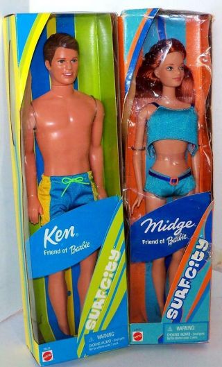 Barbie Dolls Midge & Ken Surf City Dolls Nrfb