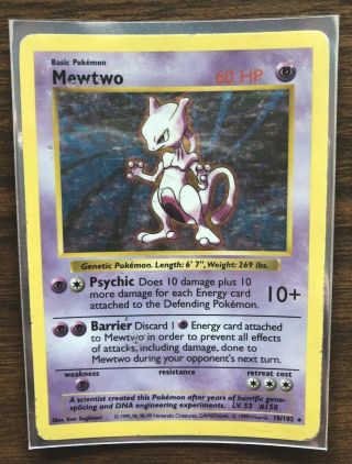 Shadowless Mewtwo 10/102 Base Set Holo Foil Rare - Hp