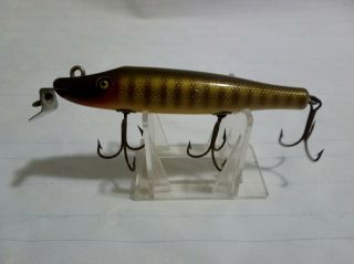 Vintage Wooden Creek Chub Pikie Glass Eyes Cup Rigged Very Lure