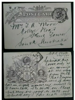 Rare 1900 - Victoria Australia 1d Purpbrown Post Card One People,  Empire,  Destiny