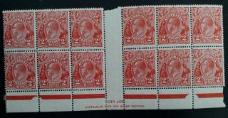 Rare 1930 - Australia Ash Imp Blk 12 X 2d Golden Scarlet Kgv Stamps P13.  5 X12.  5
