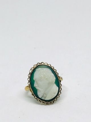 Antique Victorian 9ct Gold And Hardstone Cameo Ring