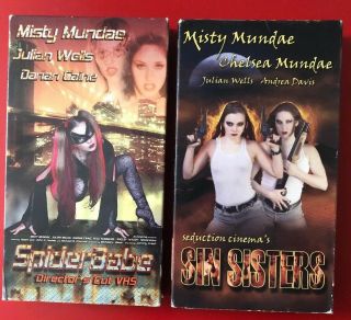 Misty Mundae Vhs Tapes (2) - Sin Sisters Spiderbabe Horror Sci - Fi Cult - Rare