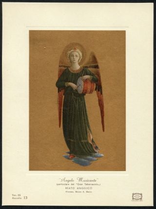 Musician Angel w Drum Beato Angelico Italian Renaissance art museum card 3