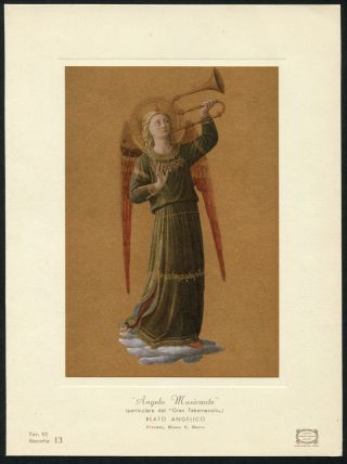 Musician Angel w Trumpet Beato Angelico Italian Renaissance art museum card 3
