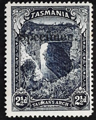 Rare 1900 Tasmania Australia 2 1/2d Indigo Tasmans Arch Pict Stamp Specimen
