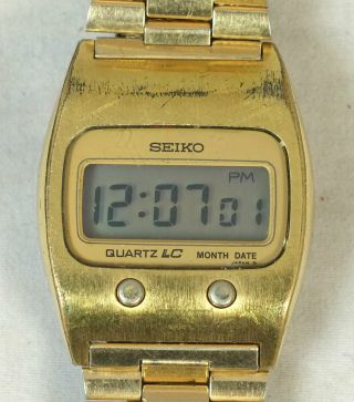 Vintage Gold Seiko Quartz Lcd Digital Men 