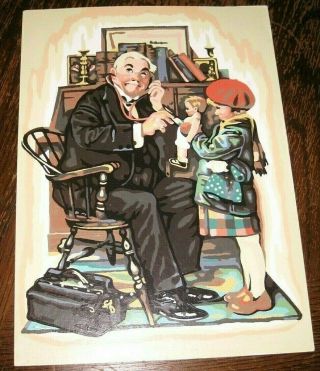 Norman Rockwell Completed Paint By Number Painting Pbn Vintage Little Spooners