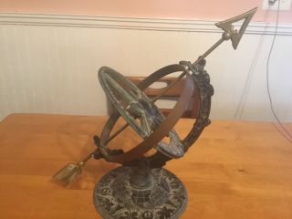 Virginia Metalcrafters Zodiac Sundial With Copper Sphere,  Brass Arrow,