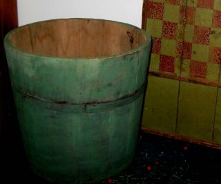 Awesome Antique Primitive Wooden Bucket Old Paint Aafa Nr