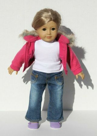 American Girl 18 " Doll,  Blond With Casual Fleece And Jeans Outfit