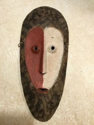 Baule African Mask Red Face Ivory Coast 1970’s