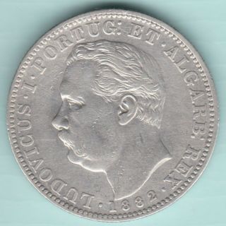 Portugese India Goa 1882 Ludovicus Uma Rupia Extremely Rare Silver Coin