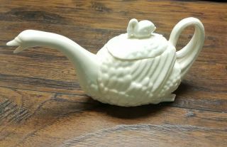 Antique American Belleek Lenox Caa Palette Swan Teapot Kettle Rare
