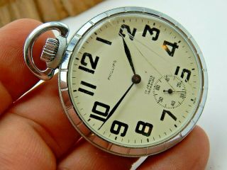 Antique Pocket Watch Swiss Made 17 Jewel Arnex Phillips 16 Size 6431 6445 1950s