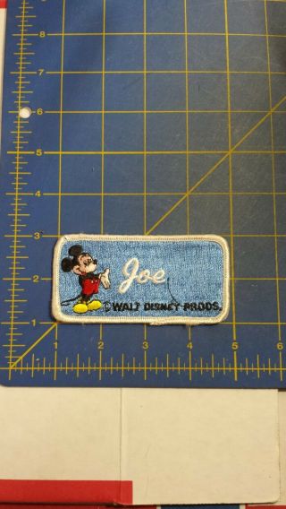 Vintage Disney Name Tag Joe Embroidered Patch Rare