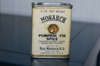 Very Rare Antique Monarch Brand Pumpkin Pie Spice Litho Label On Cardboard