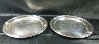 Matching Vintage Towle Silverplate 12.  5 " Inch Round Etched Platters Shell Trays
